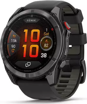 Garmin fenix&reg; 8 Pro 51mm AMOLED Sapphire Schwarz/Titan Carbongrau DLC Titan Silikon-Armband