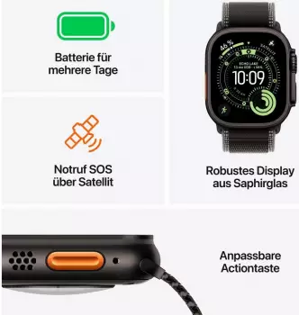 Apple Watch Ultra 3 Titanium Natural Ocean Band Anchor Blue – Robuste Ausstattung für anspruchsvolle Aktivitäten