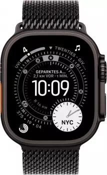 Apple Watch Ultra 3 Titanium Black Milanese Loop Black L – Apple Watch Ultra 3 Black Titanium mit robustem Gehäuse