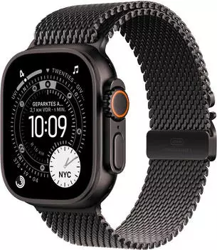 Apple Watch Ultra 3 Titanium Black Milanese Loop Black S