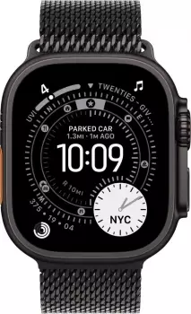 Apple Watch Ultra 3 Titanium Black Milanese Loop Black M – Apple Watch Ultra 3 Black Outdoor-Uhr mit Titangehäuse