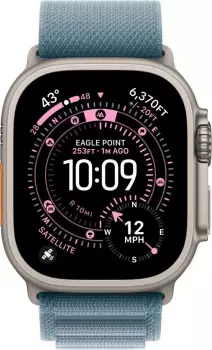 Apple Watch Ultra 3 Titanium Natural Alpine Loop Light Blue M – Apple Watch Ultra 3 Natural Alpine Loop – robuste Outdoor-Uhr mit umfassendem Gesundheitspaket