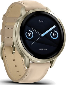 Garmin Venu 4 41mm Lunargold/Heller Sand Leder-Armband