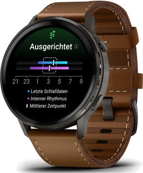 Garmin Venu 4 45mm Schwarz/Dunkelbraun Leder-Armband – Maßgeschneiderte Unterstützung für Ihre sportlichen Ambitionen