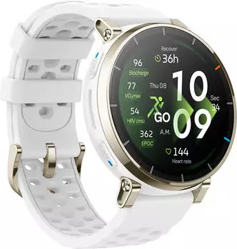 Amazfit Active 3 Premium blanc – Klares AMOLED-Display mit durchgehender Anzeige