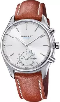 Kronaby Sekel Hybrid Smartwatch Herren, Leder braun, 10 ATM (S3781/4)