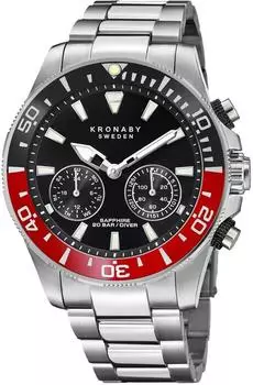 Kronaby Diver Hybrid Smartwatch 45,7mm, schwarzes Zifferblatt, Herren (S3778/3)