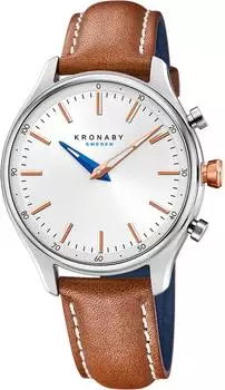 Kronaby Sekel Hybrid-Smartwatch Herren, braunes Leder, 10 ATM (S3783/1)