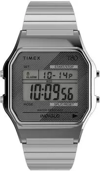 Timex T80 Digitaluhr Herren, Edelstahl, silber (TW2R79100)
