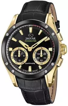 Jaguar Connected Sport Elegant Herrenuhr, Leder, schwarz (J962/2)