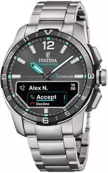 Festina Hybrid Connected Herrenuhr, Titan/Stahl, Gummiarmband (F23000/J)