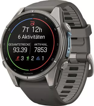 Garmin fenix&reg; 9 43mm Kieselgrau/Titan mit Silikon-Armband