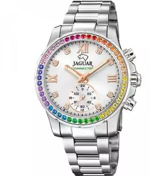Jaguar Connected Damen-Multifunktionsuhr Edelstahl silber (J980/4)