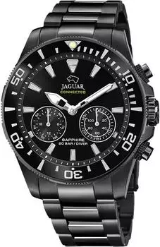 Jaguar Connected Herren Multifunktion Armbanduhr, Edelstahl, schwarz (J929/1)