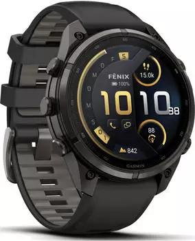 Garmin fenix® 9 Pro 47mm Carbongrau DLC Titan mit Silikon-Armband Schwarz/Kieselgrau LTE