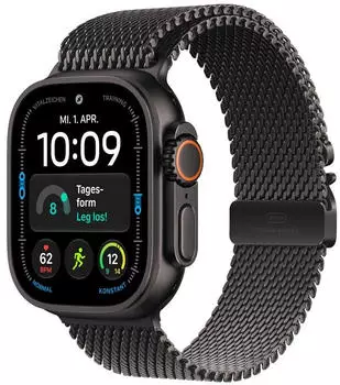 Apple Watch Ultra 4 Titanium Black Milanese Loop Black Large