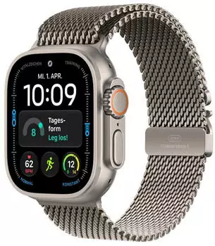 Apple Watch Ultra 4 Titanium Natural Milanese Loop Natural Medium