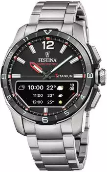 Festina Hybrid Connected Herrenuhr, Titan/Stahl, Gummiarmband (F23000/N)