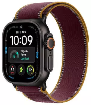Apple Watch Ultra 4 Titanium Black Trail Loop Burgundy S/M