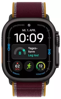 Apple Watch Ultra 4 Titanium Black Trail Loop Burgundy M/L