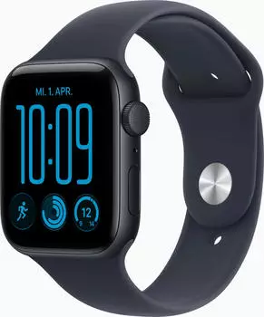 Apple Watch SE 3 GPS 44mm Aluminium Mitternacht, Sportarmband Marine M/L (MJL94QL/A)