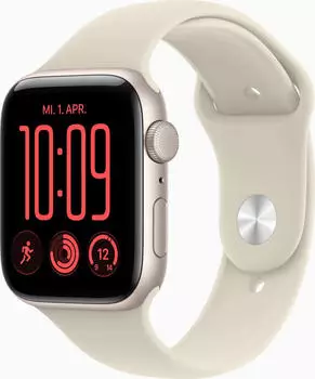 Apple Watch SE 3 GPS 44mm Starlight Aluminium, Sand Sportarmband M/L (MJL54MP/A)