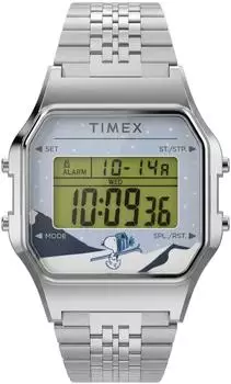 Timex Peanuts T80 Snoopy On The Slopes, silber, Unisex (TW2Y76700)