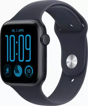 Apple Watch SE 3 (GPS + Cellular) 44mm mitternacht mit Sportarmband S/M navyblau (MJLQ4ZR/A)