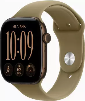 Apple Watch Series 12 (GPS + Cellular) 46mm Aluminium dunkelbronze mit Sportarmband M/L oliv (MJGE4ZR/A)