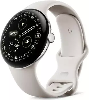 Google Pixel Watch 4 (LTE) 45mm Polished Silver mit Sportarmband Porcelain