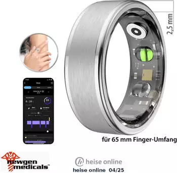 newgen medicals Fitness-Tracker Ring FRI-100 Größe 65 silber (ZX-5687)