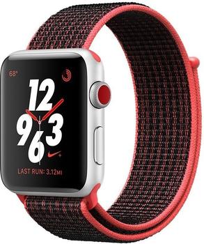 Apple Watch Series 3 Nike+ GPS + Cellular Silber 38mm Bright Crimson/Schwarz Sport Loop