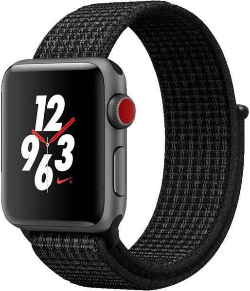 Apple Watch Series 3 Nike+ GPS + Cellular Space Grau 38mm Schwarz/Pure Platinum Sport Loop