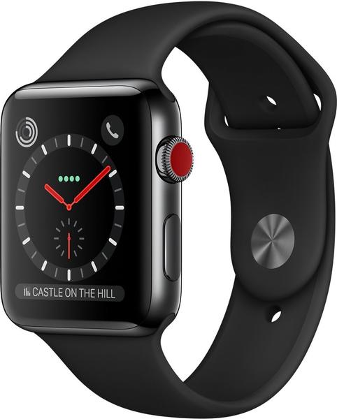 Apple Watch Series 3 GPS + Cellular Space Black Stainless Steel 42mm Black Sport Band