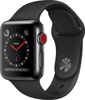 Apple Watch Series 3 GPS + Cellular Space Black Stainless Steel 38mm Black Sport Band