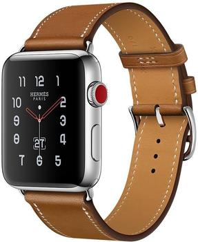 Apple Watch Series 3 Hermès 38mm Single Tour Barenia-Lederarmband, Fauve