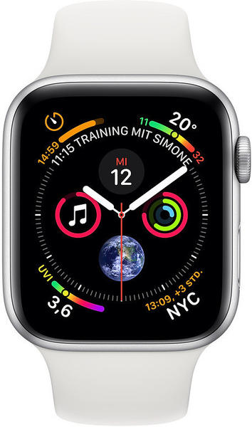 Apple Watch Series 4 GPS 40mm Silber Aluminium Sportarmband weiß