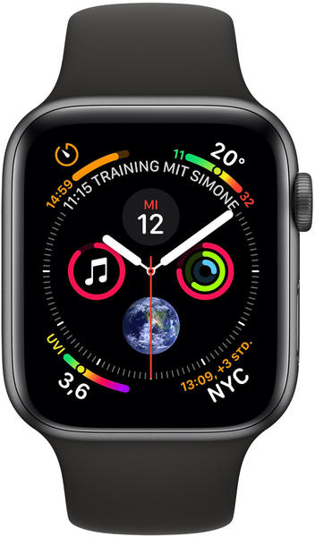 Apple Watch Series 4 GPS + Cellular 44mm space grau Aluminium Sportarmband schwarz