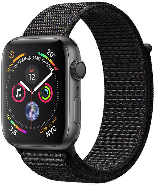 Display & Armband Apple Watch Series 4 GPS 44mm Space Grau Aluminum Sport Loop schwarz