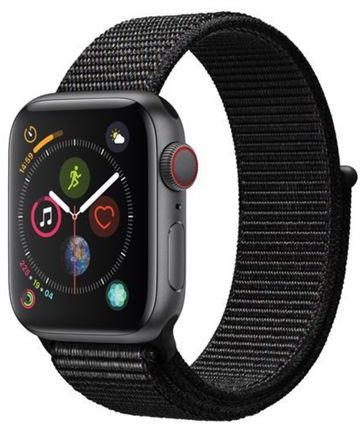 Armband & Display Apple Watch Series 4 GPS + Cellular 40mm space grau Aluminium Sport Loop schwarz