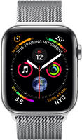 Apple Watch Series 4 GPS + Cellular 40mm silber Edelstahl Sportarmband weiß