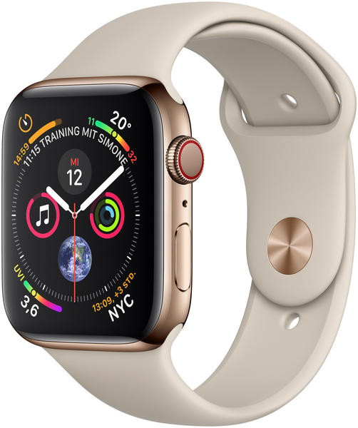 Ausstattung & Allgemeine Daten Apple Watch Series 4 GPS + Cellular 44mm gold Edelstahl Sportarmband stein