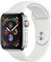 Apple Watch Series 4 GPS + Cellular 44mm silver Edelstahl Sportarmband weiß