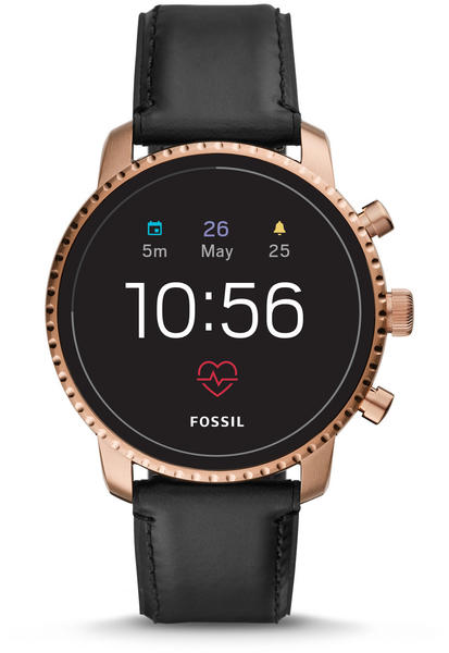 Fossil Q Explorist HR Leder schwarz