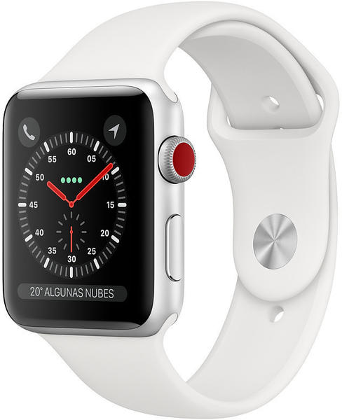 Apple Watch Series 3 GPS + Cellular Silver Aluminium 42mm White Sport Band