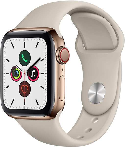 iOS Smartwatch Display & Allgemeine Daten Apple Watch Series 5 GPS + LTE 40mm Edelstahl gold Sportarmband stein