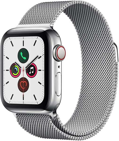 iOS Smartwatch Ausstattung & Eigenschaften Apple Watch Series 5 GPS + LTE 40mm Edelstahl silber Milanaise silber