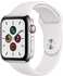 Apple Watch Series 5 GPS + LTE 44mm Edelstahl silber Sportarmband weiß