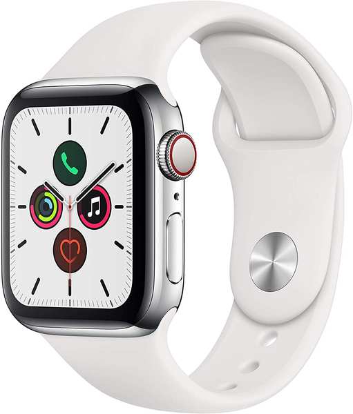Eigenschaften & Ausstattung Apple Watch Series 5 GPS + LTE 40mm Edelstahl silber Sportarmband weiß