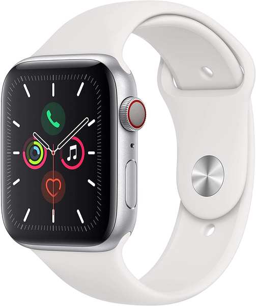 Display & Eigenschaften Apple Watch Series 5 GPS + LTE 44mm Aluminium silber Sportarmband weiß